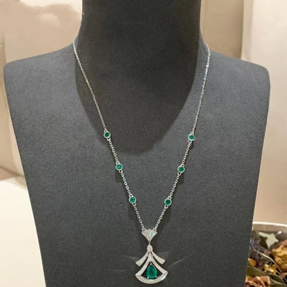 [Clover-Jewelry]DREAM NECKLACE MALACHITE DIAMOND SILVER