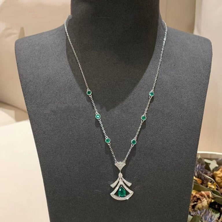 [Clover-Jewelry]DREAM NECKLACE MALACHITE DIAMOND SILVER