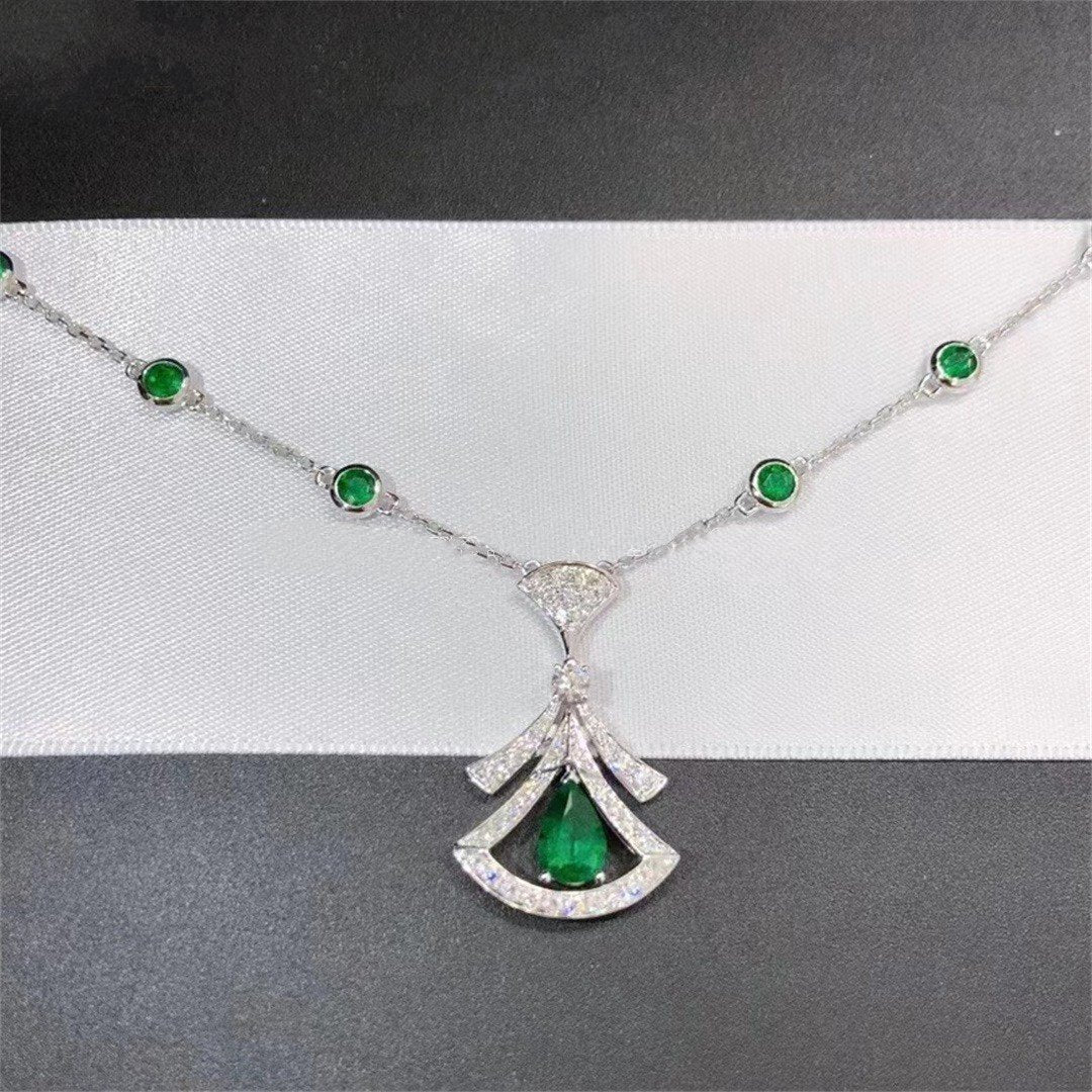 [Clover-Jewelry]DREAM NECKLACE MALACHITE DIAMOND SILVER