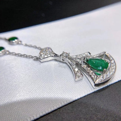 [Clover-Jewelry]DREAM NECKLACE MALACHITE DIAMOND SILVER