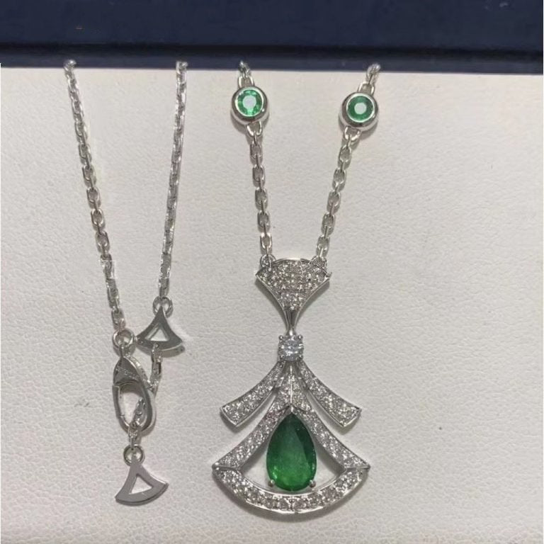 [Clover-Jewelry]DREAM NECKLACE MALACHITE DIAMOND SILVER