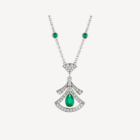 [Clover-Jewelry]DREAM NECKLACE MALACHITE DIAMOND SILVER