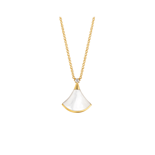 [Clover-Jewelry]DREAM NECKLACE WHITE MOP GOLD 1 DIAMOND