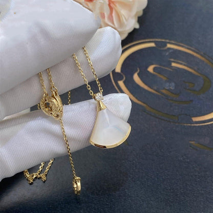 [Clover-Jewelry]DREAM NECKLACE WHITE MOP GOLD 1 DIAMOND