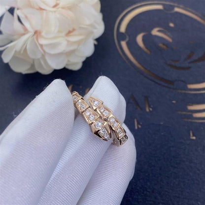 [Clover-Jewelry]SERPENTI RING PINK GOLD DIAMOND PAVED 4MM