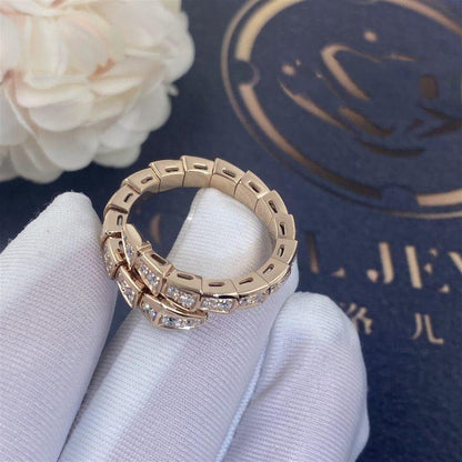 [Clover-Jewelry]SERPENTI RING PINK GOLD DIAMOND PAVED 4MM