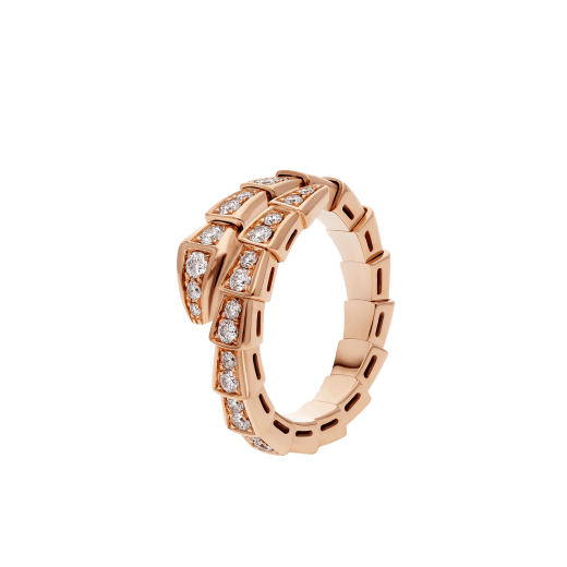 [Clover-Jewelry]SERPENTI RING PINK GOLD DIAMOND PAVED 4MM