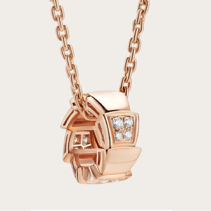 [Clover-Jewelry]SERPENTI PEDANT DIAMOND PINK GOLD NECKLACE