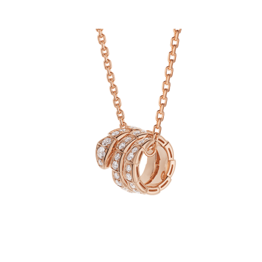 [Clover-Jewelry]SERPENTI PINK GOLD NECKLACE DOUBLE RING DIAMOND