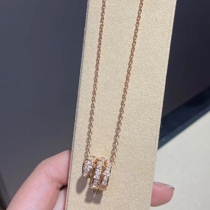 [Clover-Jewelry]SERPENTI PINK GOLD NECKLACE DOUBLE RING DIAMOND