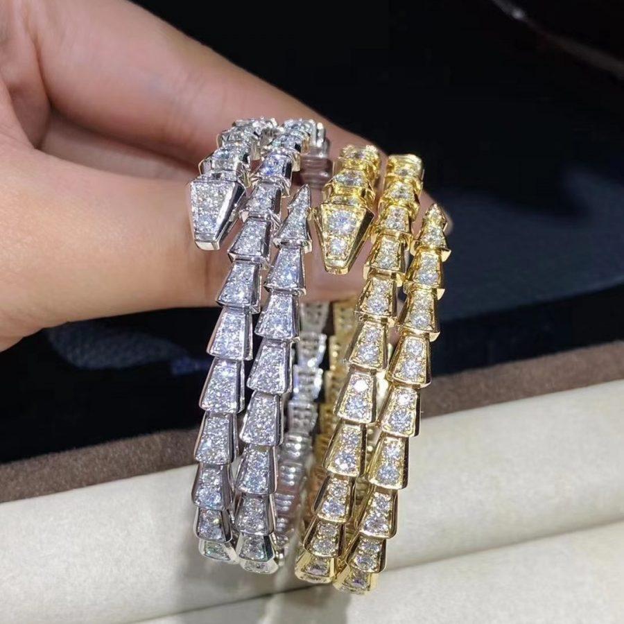 [Clover-Jewelry]SERPENTI BRACELET GOLD DIAMOND DOUBLE ROW