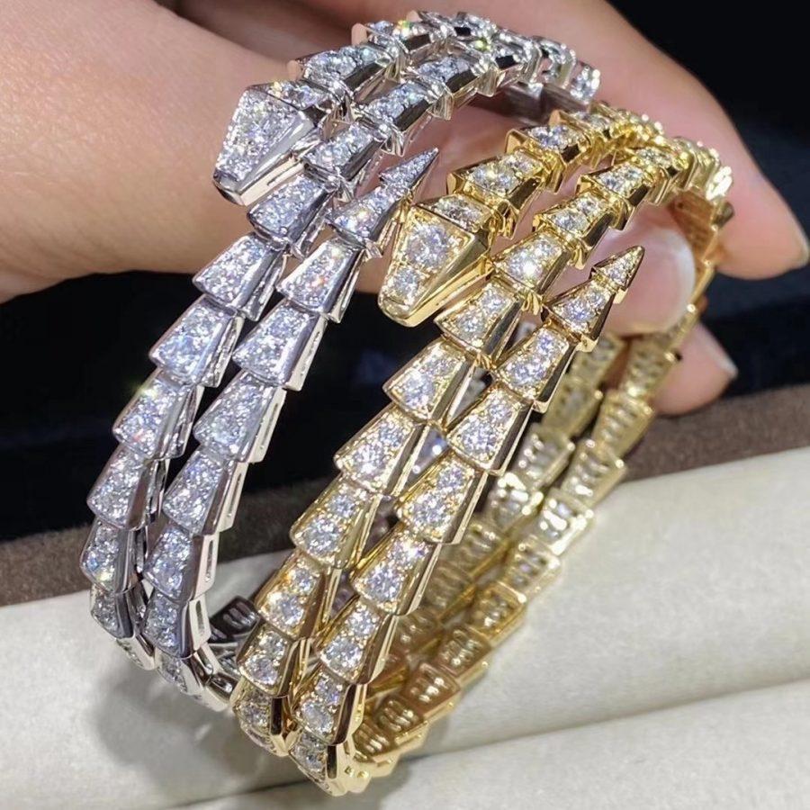 [Clover-Jewelry]SERPENTI BRACELET GOLD DIAMOND DOUBLE ROW