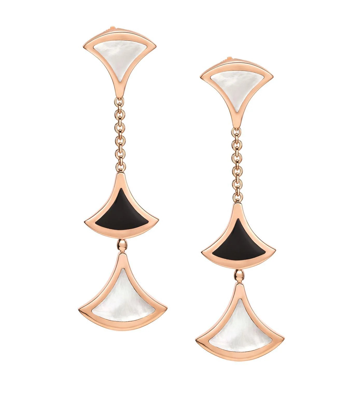 [Clover-Jewelry]DREAM EARRINGS 3 MOTIFS ONYX MOP PINK GOLD