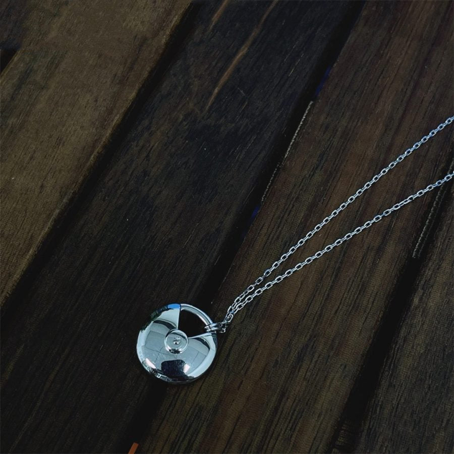 [Clover-Jewelry]AMULETTE SILVER FULL DIAMOND NECKLACE