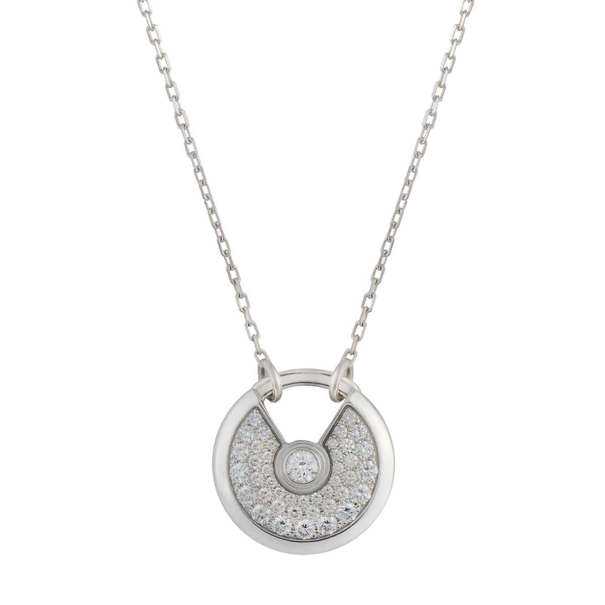 [Clover-Jewelry]AMULETTE SILVER FULL DIAMOND NECKLACE