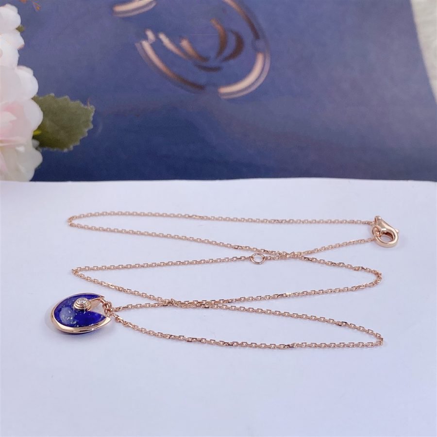 [Clover-Jewelry]AMULETTE ROSE GOLD AGATE NECKLACE