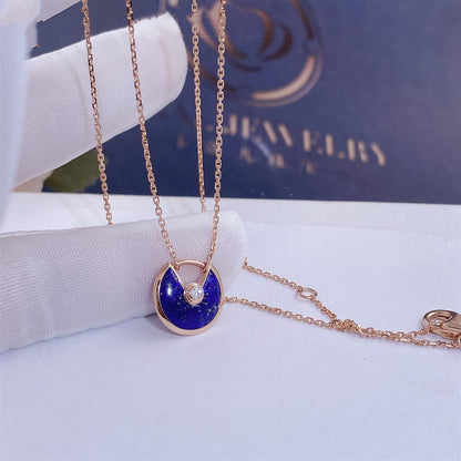 [Clover-Jewelry]AMULETTE ROSE GOLD AGATE NECKLACE