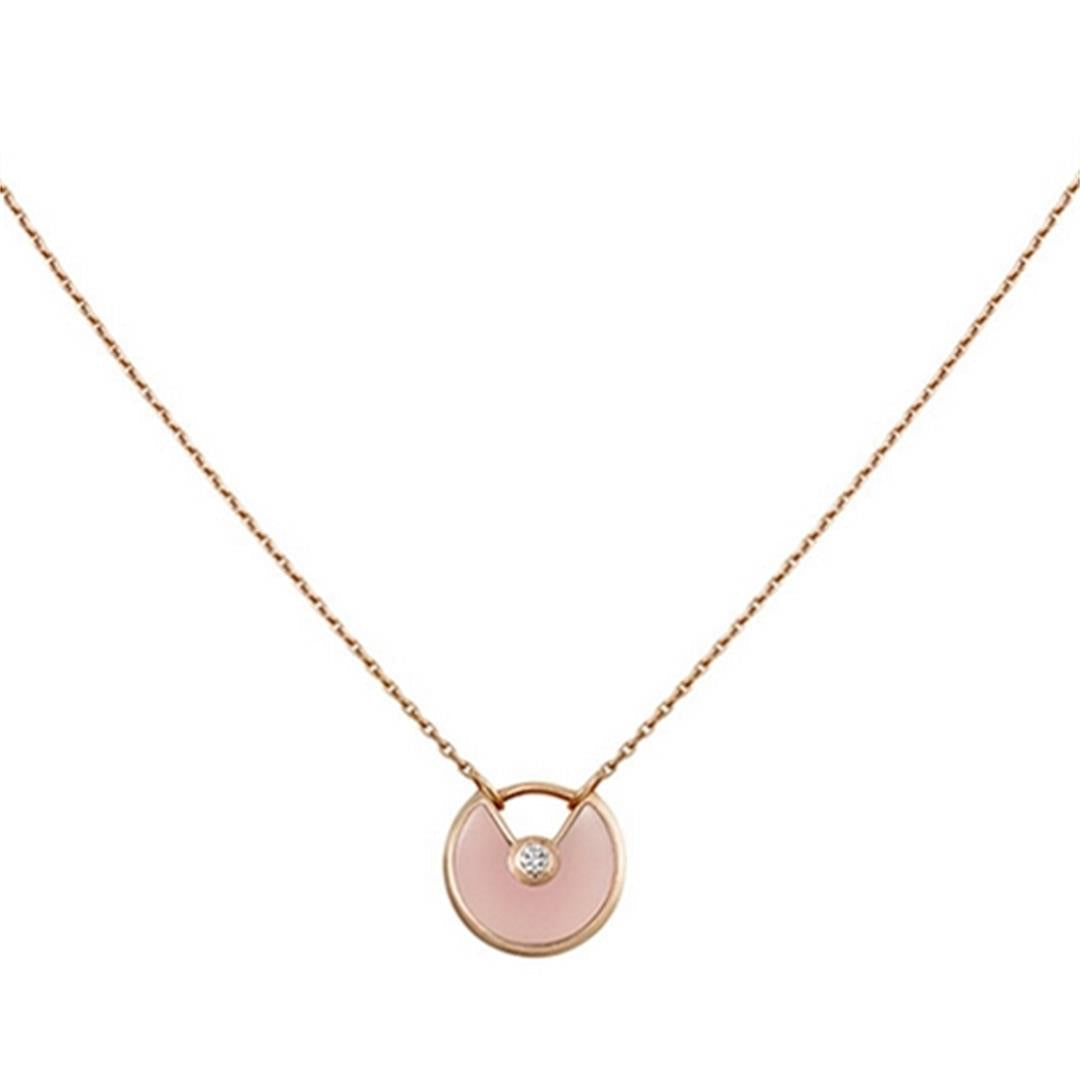 [Clover-Jewelry]AMULETTE ROSE GOLD PINK MOP NECKLACE