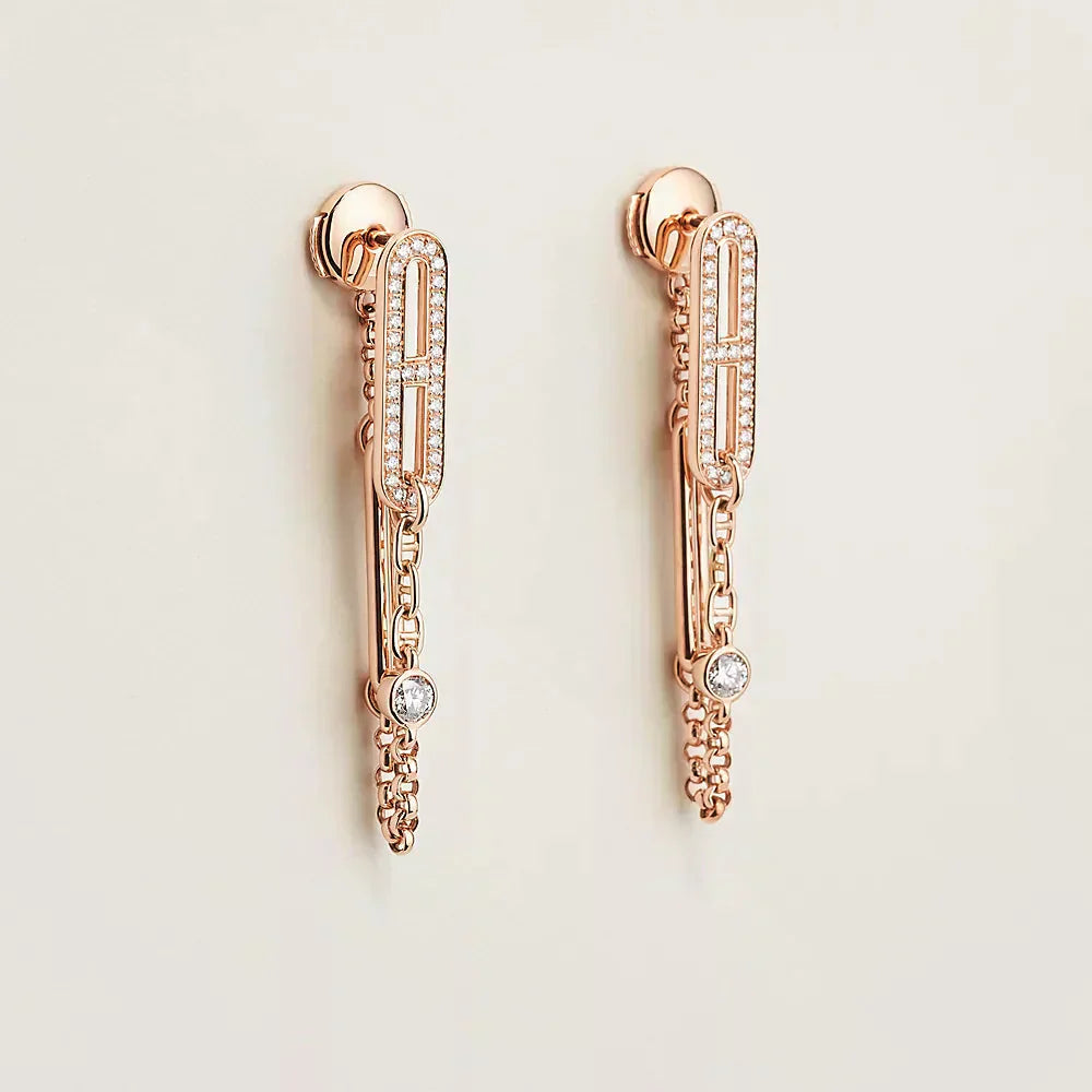 [Clover-Jewelry]CHAINE CHAOS DIAMOND DROP EARRINGS