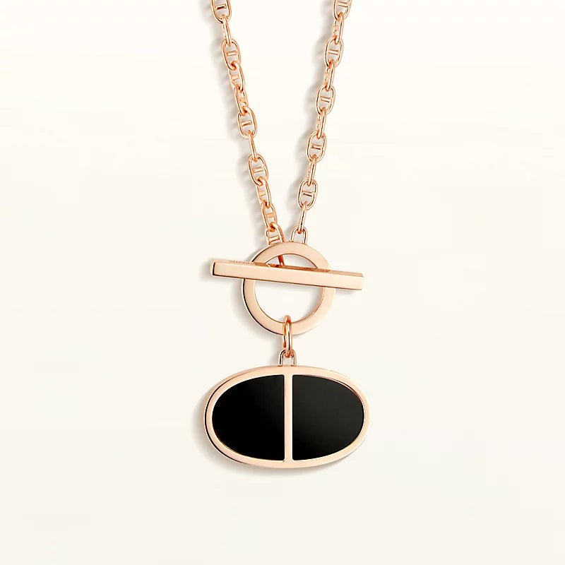 [Clover-Jewelry]CHAINE VERSO BLACK CERAMIC NECKLACE