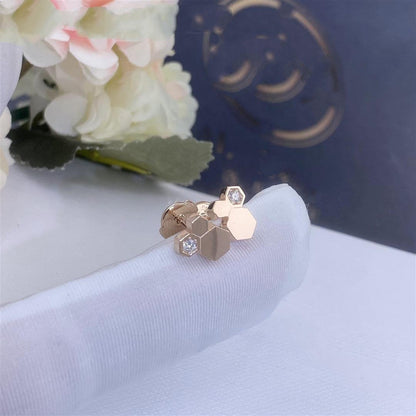 [Clover-Jewelry]BEE LOVE PINK GOLD DIAMOND EARRINGS