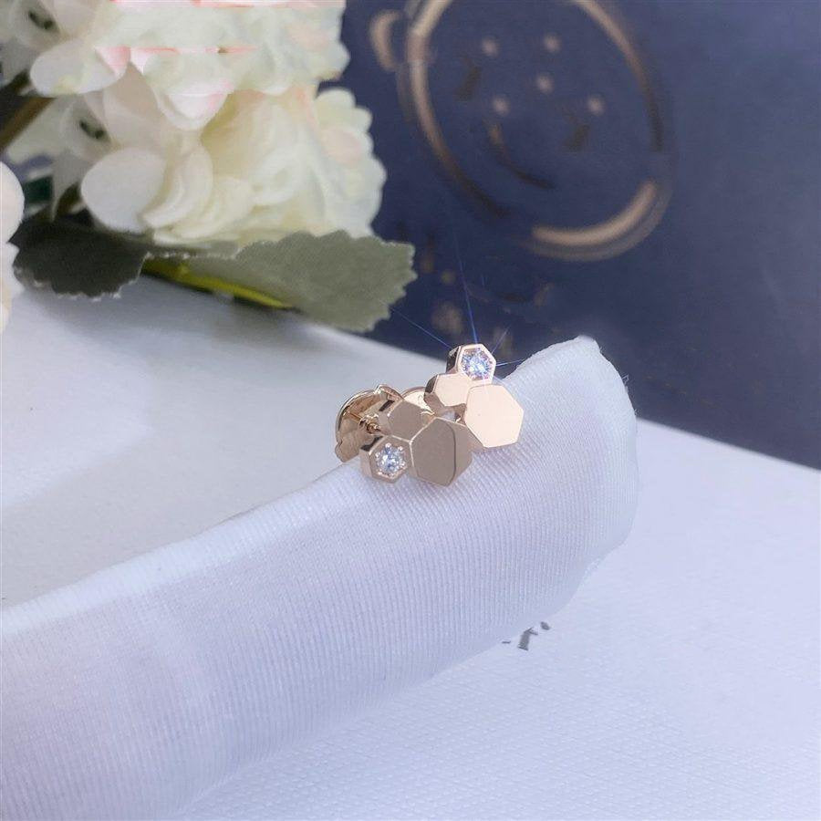 [Clover-Jewelry]BEE LOVE PINK GOLD DIAMOND EARRINGS