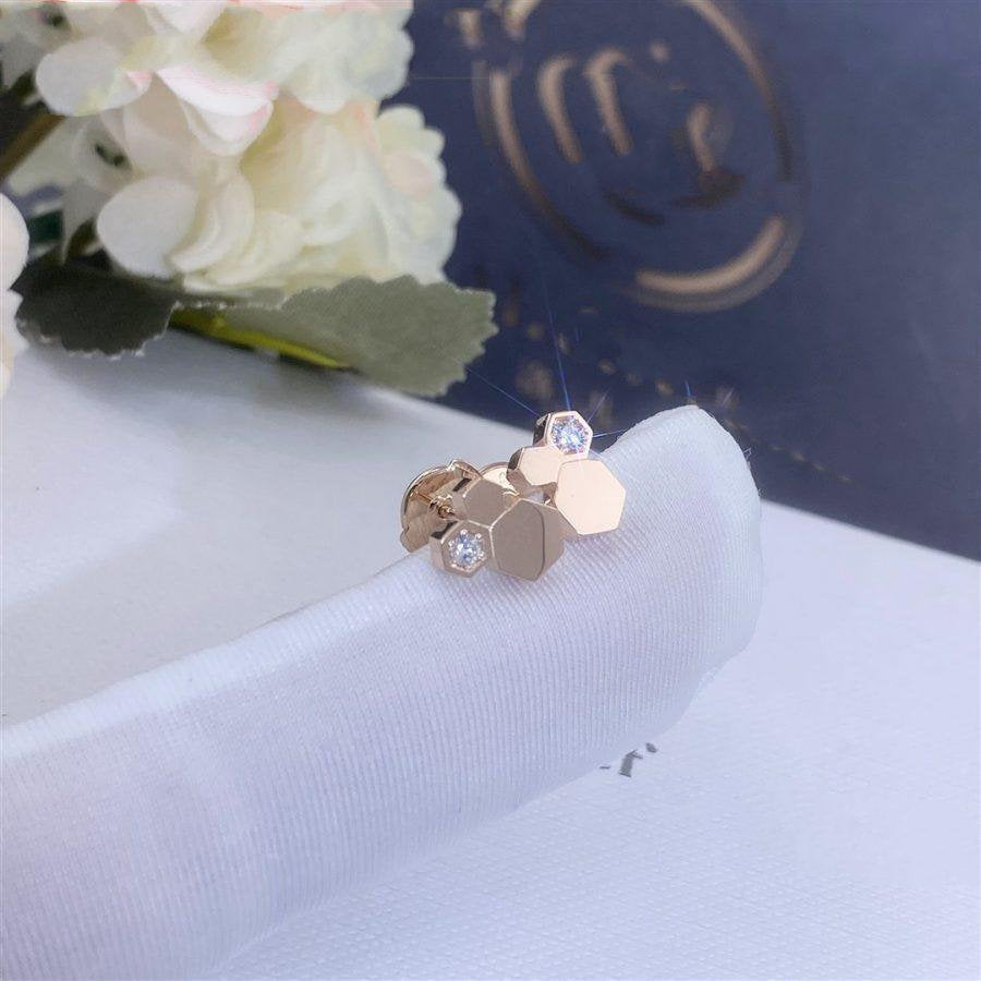 [Clover-Jewelry]BEE LOVE PINK GOLD DIAMOND EARRINGS