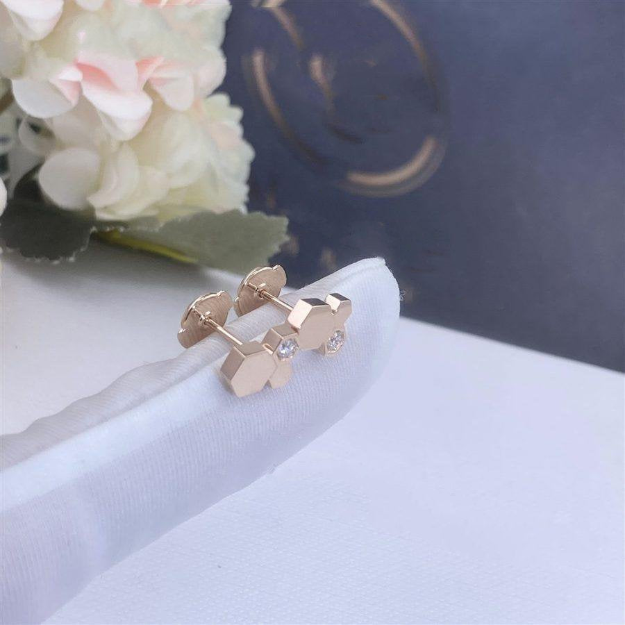 [Clover-Jewelry]BEE LOVE PINK GOLD DIAMOND EARRINGS