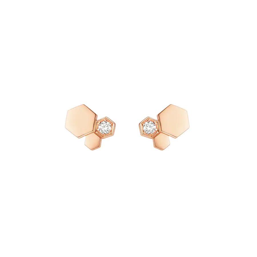 [Clover-Jewelry]BEE LOVE PINK GOLD DIAMOND EARRINGS