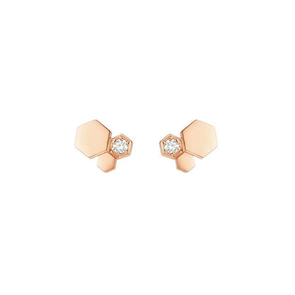 [Clover-Jewelry]BEE LOVE PINK GOLD DIAMOND EARRINGS