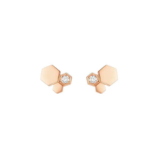 [Clover-Jewelry]BEE LOVE PINK GOLD DIAMOND EARRINGS