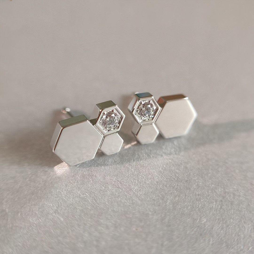 [Clover-Jewelry]BEE LOVE SILVER DIAMOND EARRINGS