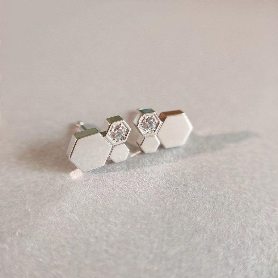 [Clover-Jewelry]BEE LOVE SILVER DIAMOND EARRINGS