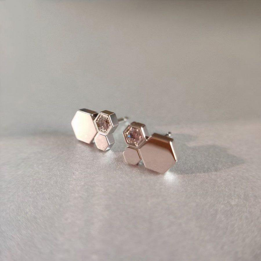 [Clover-Jewelry]BEE LOVE SILVER DIAMOND EARRINGS