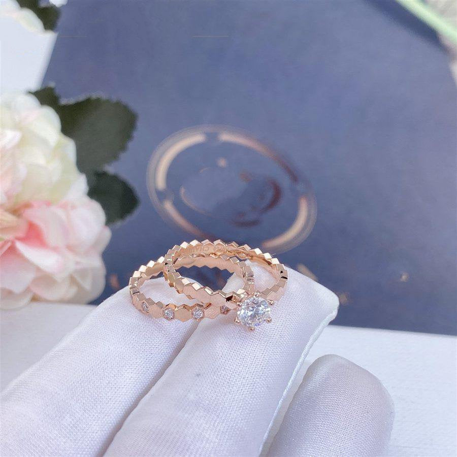 [Clover-Jewelry]BEE LOVE RING PINK GOLD 1 DIAMOND