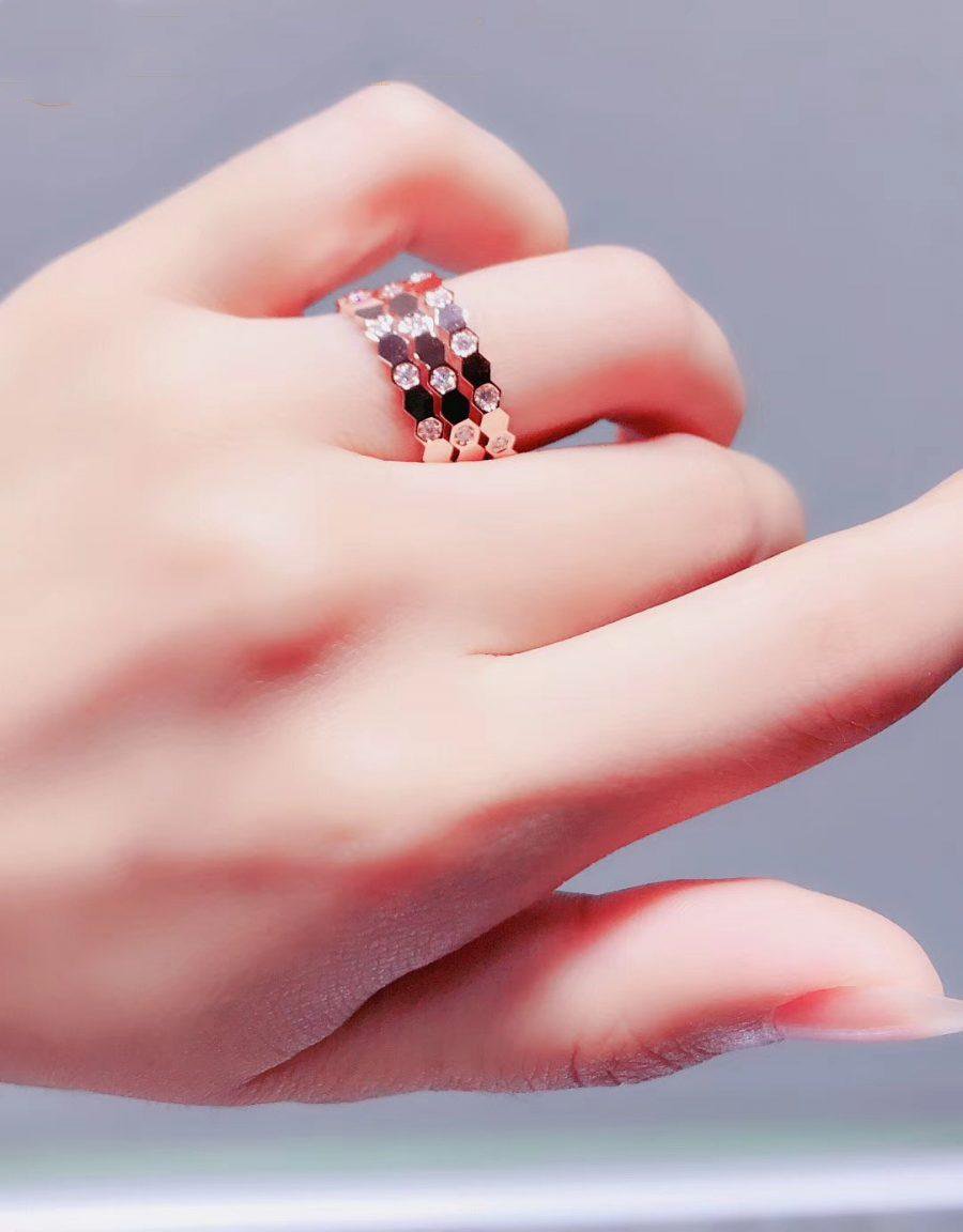 [Clover-Jewelry]BEE LOVE RING PINK GOLD DIAMOND