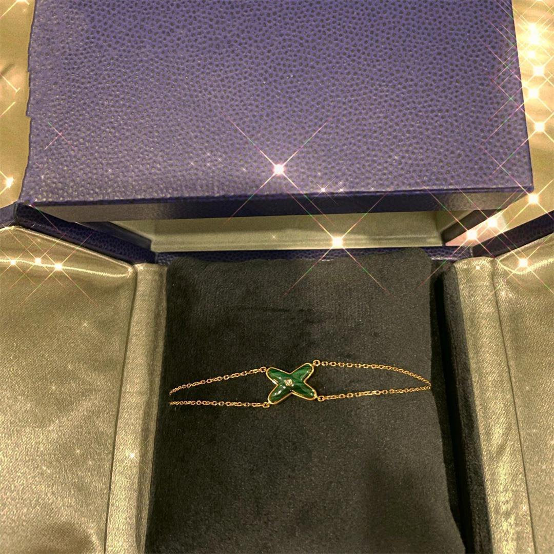 [Clover-Jewelry]JEUX BRACELET MALACHITE PINK GOLD 1 DIAMOND