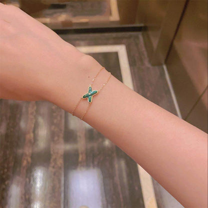 [Clover-Jewelry]JEUX BRACELET MALACHITE PINK GOLD 1 DIAMOND