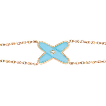 [Clover-Jewelry]JEUX BRACELET TURQUOISE PINK GOLD 1 DIAMOND