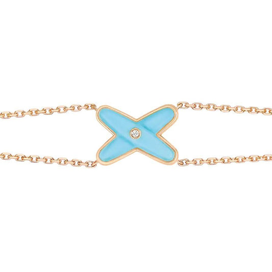 [Clover-Jewelry]JEUX BRACELET TURQUOISE PINK GOLD 1 DIAMOND