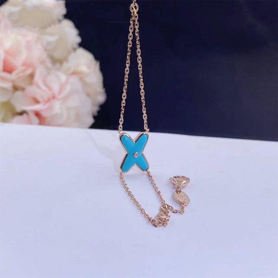 [Clover-Jewelry]JEUX BRACELET TURQUOISE PINK GOLD 1 DIAMOND