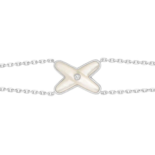 [Clover-Jewelry]JEUX BRACELET WHITE MOP SILVER 1 DIAMOND