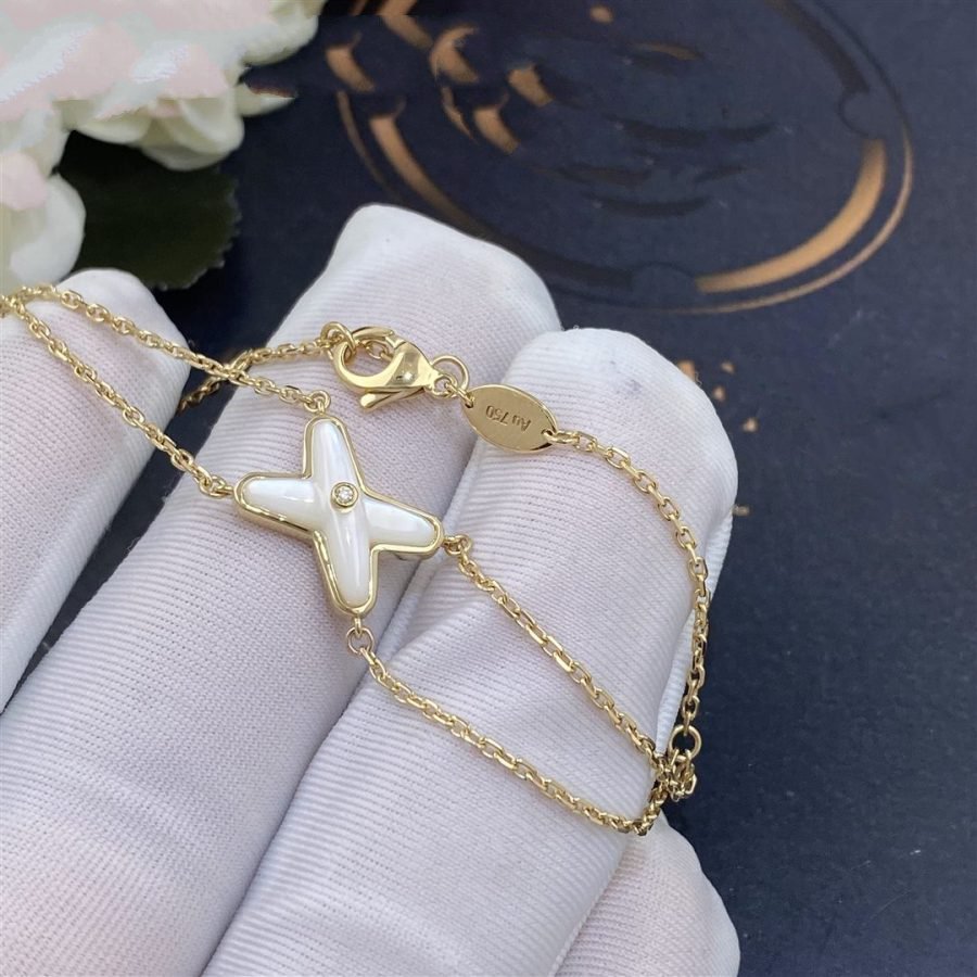 [Clover-Jewelry]JEUX BRACELET WHITE MOP GOLD 1 DIAMOND