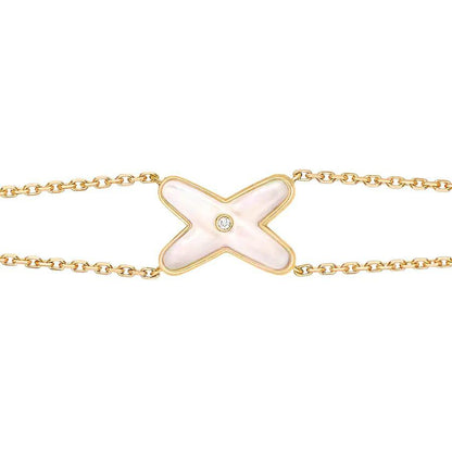 [Clover-Jewelry]JEUX BRACELET WHITE MOP GOLD 1 DIAMOND