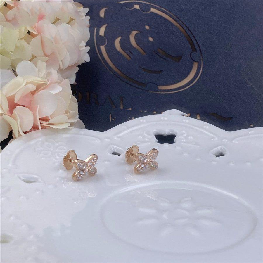 [Clover-Jewelry]JEUX DE PINK GOLD DIAMOND EARRINGS