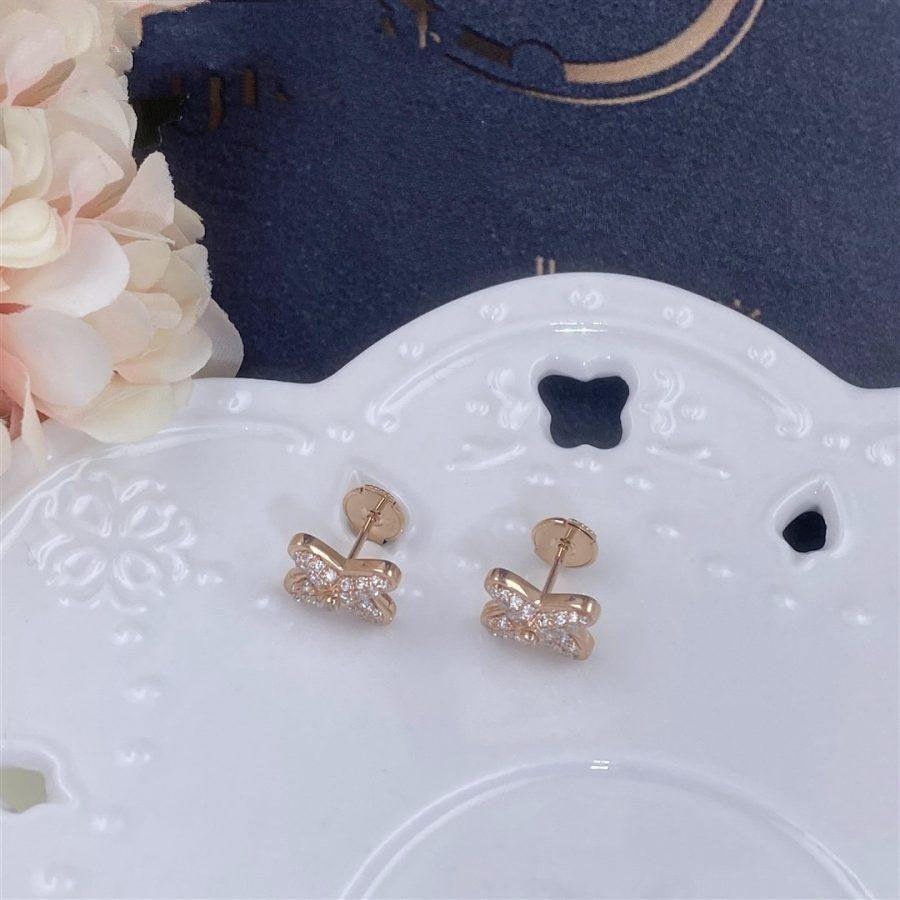 [Clover-Jewelry]JEUX DE PINK GOLD DIAMOND EARRINGS