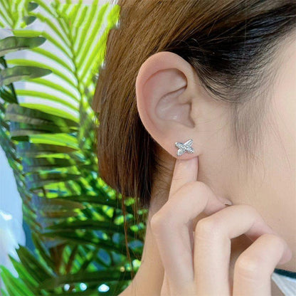 [Clover-Jewelry]JEUX DE SILVER DIAMOND EARRINGS