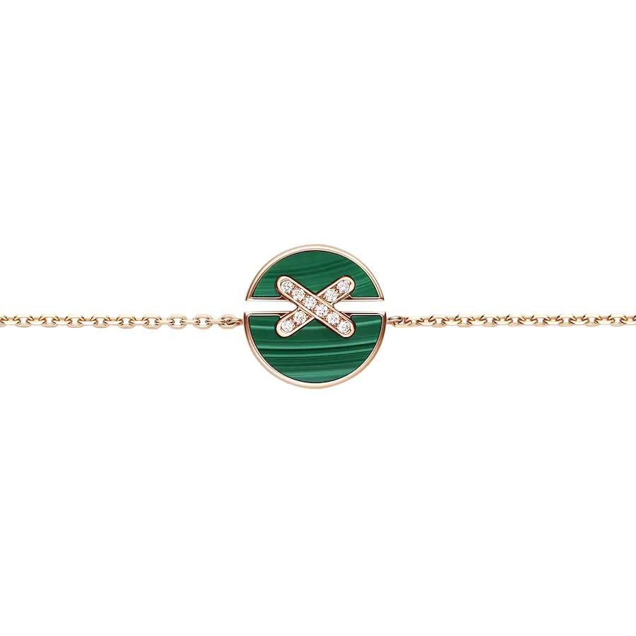 [Clover-Jewelry]JEUX DE BRACELET MALACHITE PINK GOLD DIAMONDS