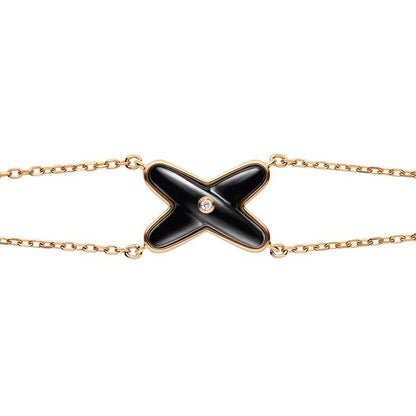 [Clover-Jewelry]JEUX BRACELET ONYX PINK GOLD 1 DIAMOND