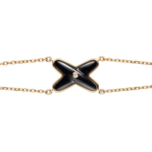 [Clover-Jewelry]JEUX BRACELET ONYX PINK GOLD 1 DIAMOND